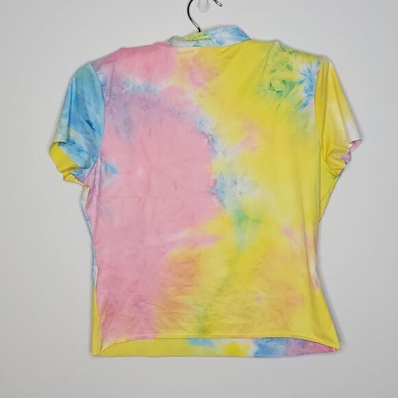 Heart & Hips S Tie Dye T Shirt Crop Top Sky Blue Pink Yellow Super Soft Spring - Picture 4 of 8